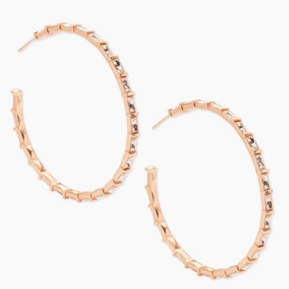 Kendra Scott Thora Rose Gold Hoop Earrings In Blush Crystal - Picture 9 of 9